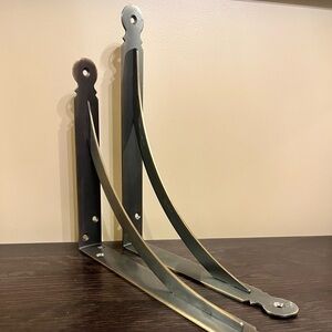 Rejuvenation Metal Arched Bracket Set Antiqued Bronze 10" x 8" Craftsman Brass